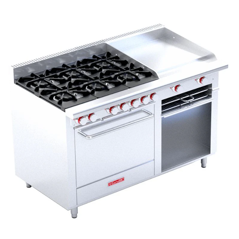 Estufa a Gas 6 Quemadores Octagonales, Plancha, Gratinador, Horno Grande Coriat EC-6-H-GRILL MASTER DE PISO 16010211
